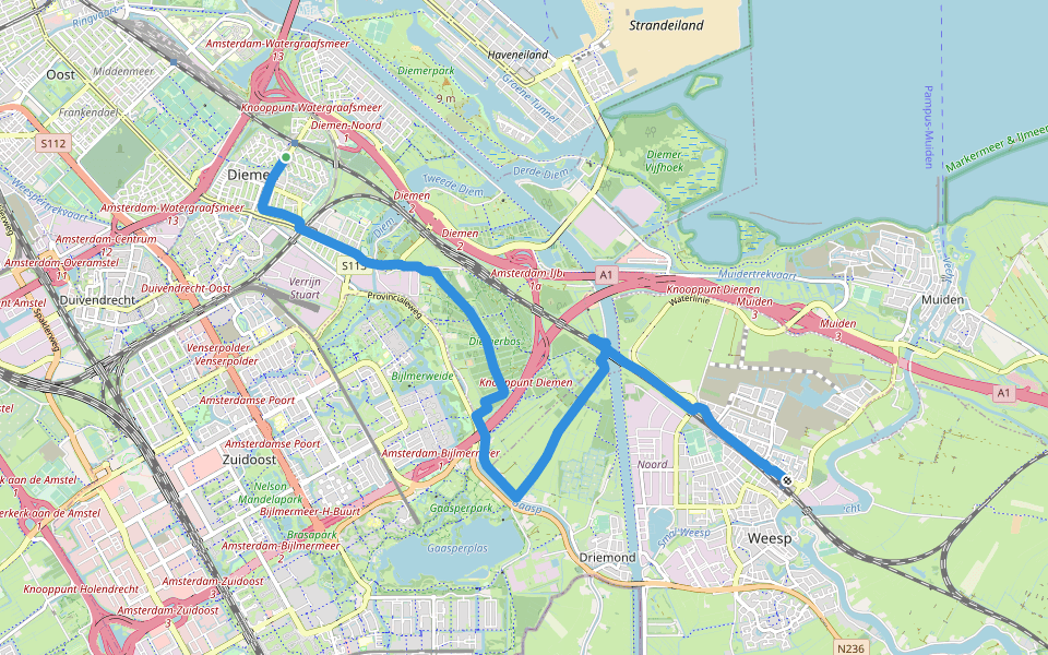 Westerborkpad - 02 walking route map in Diemen