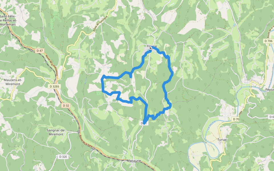 Boucle de Lalande walking route map in Fleurac