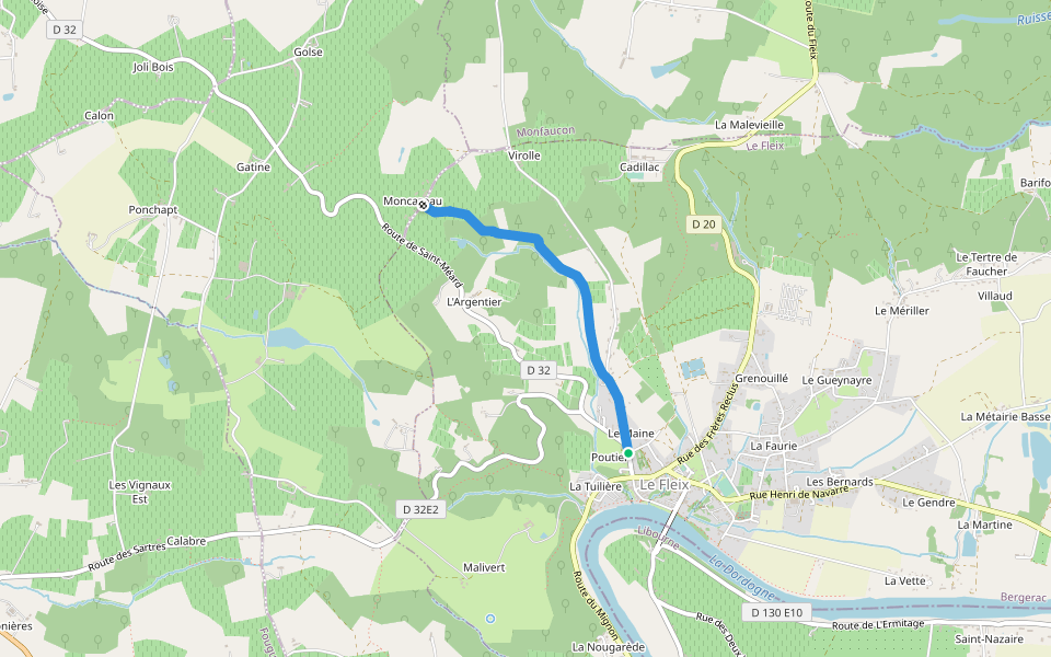 Boucle de Cap de fer - Variante walking route map in Le Fleix