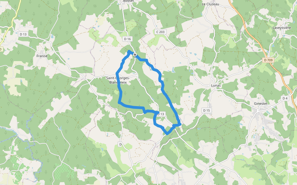 Boucle de Saint-Georges-Blancaneix walking route map in Saint-Georges-Blancaneix