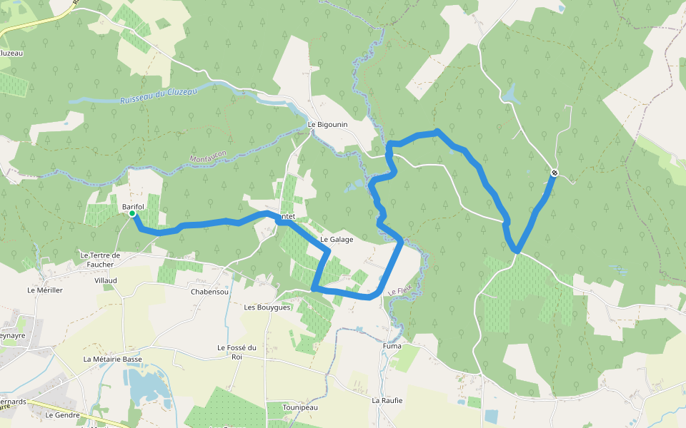 Liaison walking route map in Le Fleix