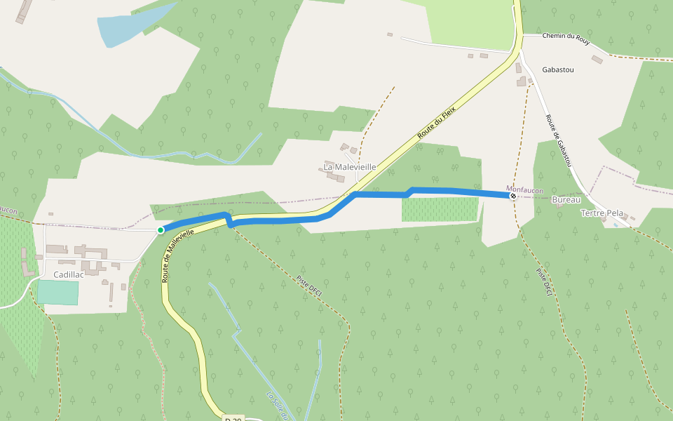Liaison walking route map in Le Fleix