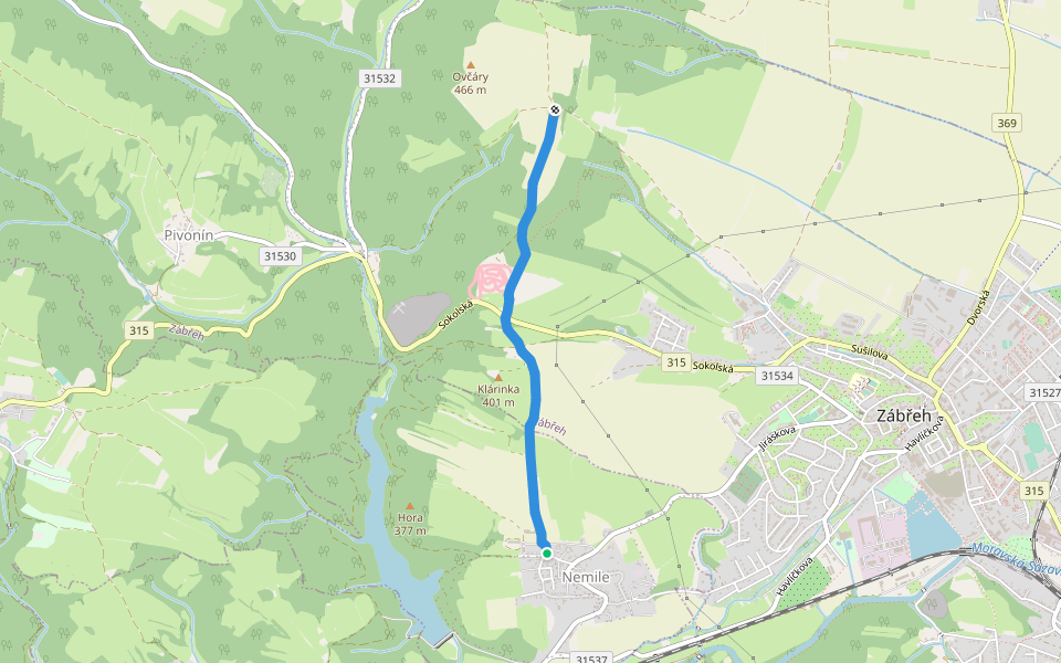[Ž] Nemile - Na horách walking route map in Nemile