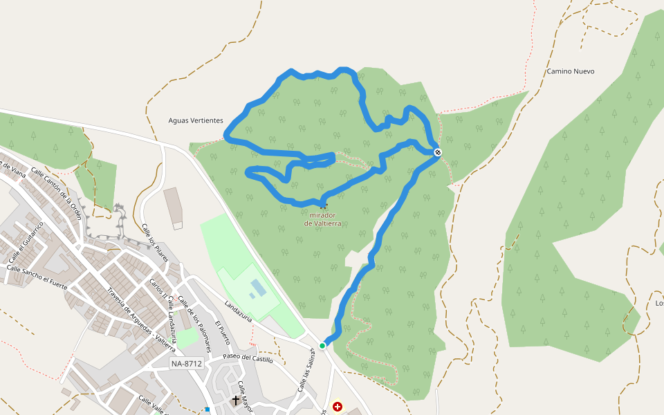 Ruta de las Salinas walking route map in Valtierra