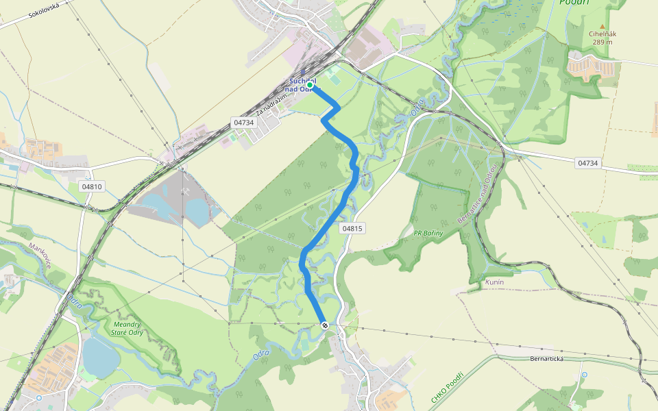 Naučná stezka krajinou povodní walking route map in Suchdol nad Odrou