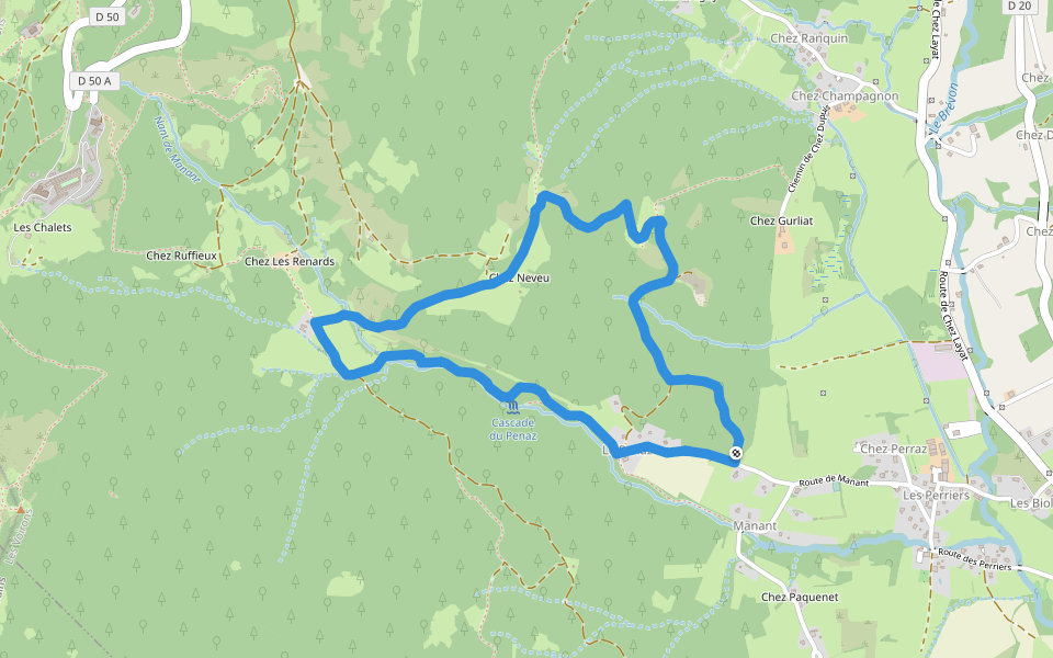 Boucle de Rocafort walking route map in Boëge