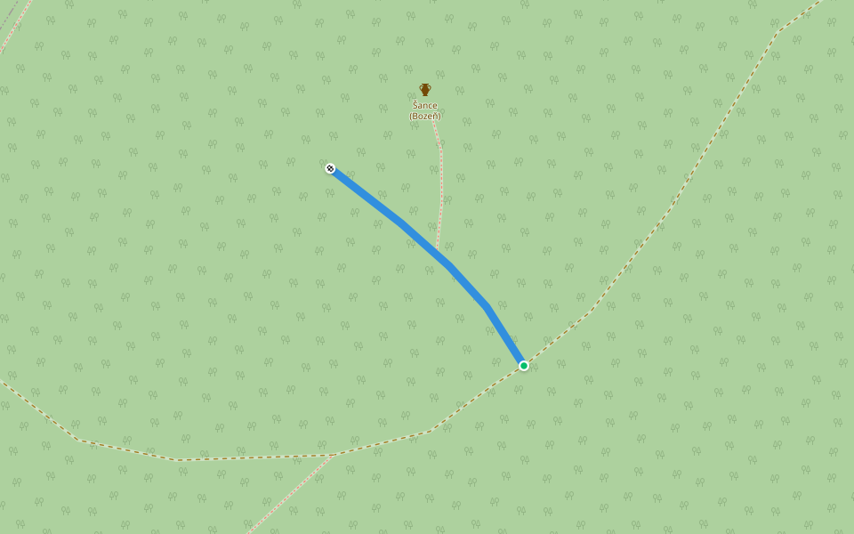 Hradiště Bozeň - odbočka walking route map in Počaply