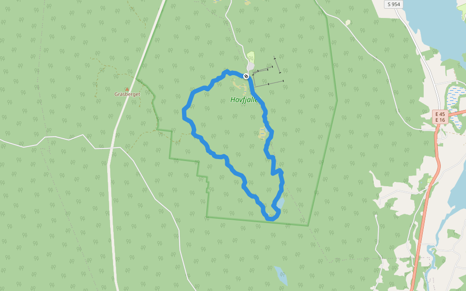 Råkullsrundan walking route map in Överbyn