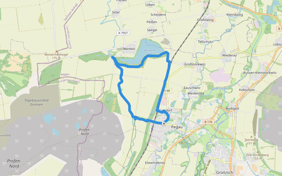 Floßgraben Wanderweg walking route map in Pegau