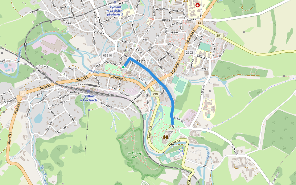 Městský okruh - modrá walking route map in Frýdlant