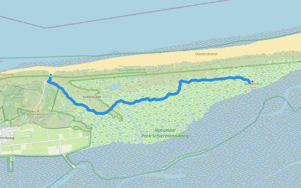 WaddenWandelen - Schiermonnikoog - 03 walking route map in Schiermonnikoog
