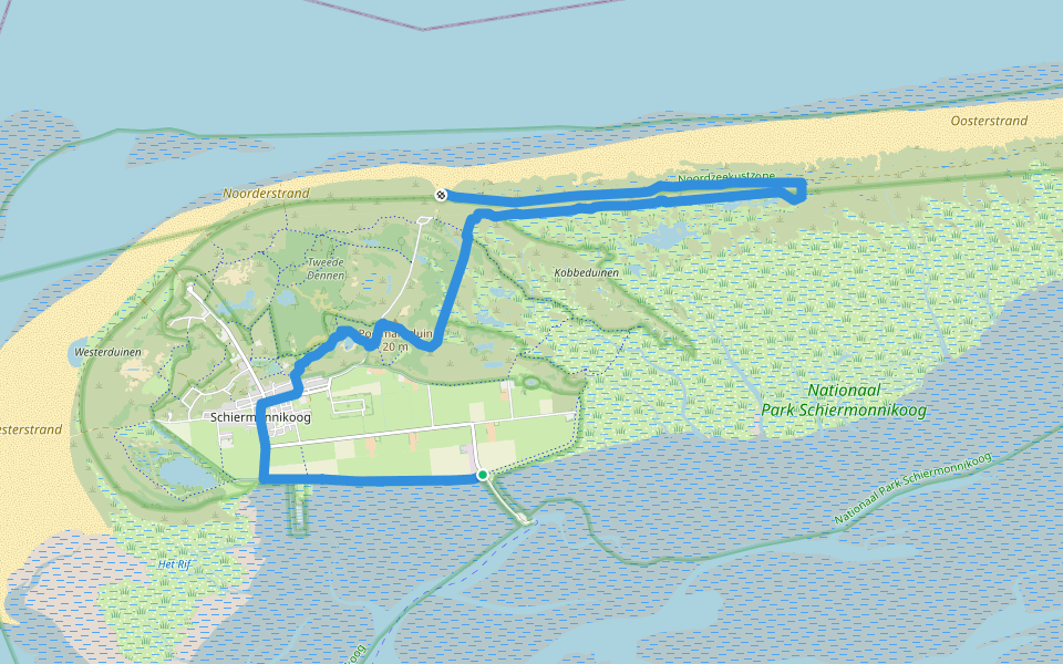 WaddenWandelen - Schiermonnikoog - 02 walking route map in Schiermonnikoog