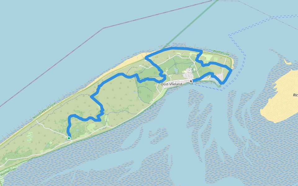 Waddenwandelen - Vlieland - 02 walking route map in Oost-Vlieland