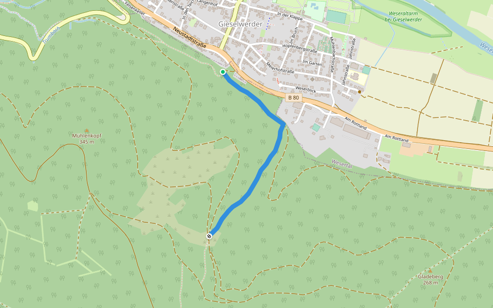 Gieselwerder, Gi 2 walking route map in Wesertal