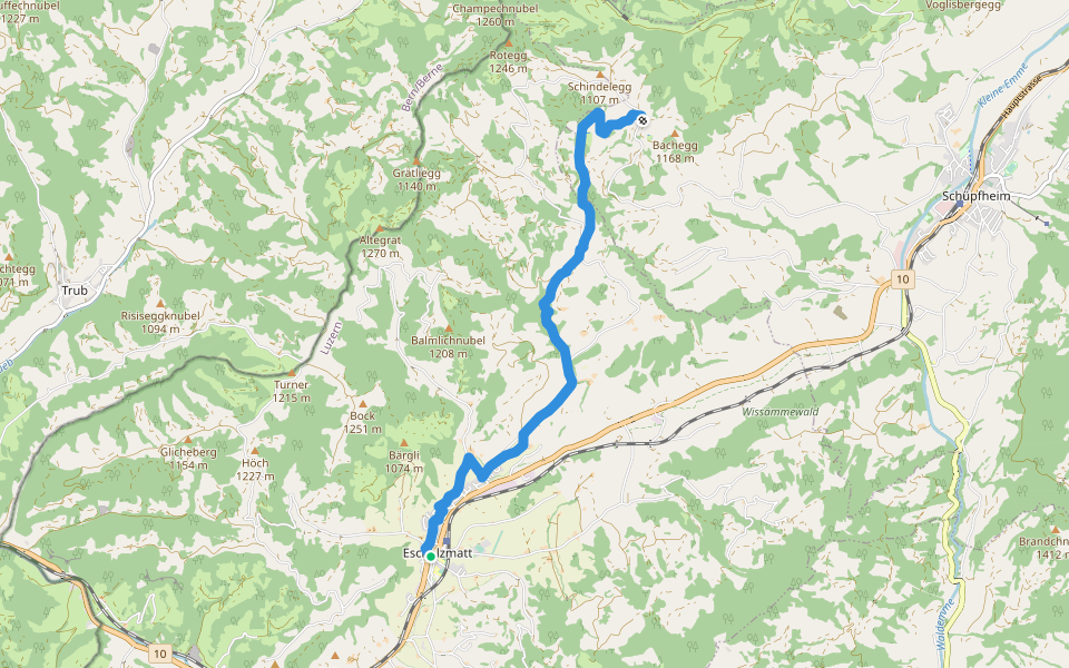 Escholzmatt - Gmeinwerch walking route map in Escholzmatt-Marbach