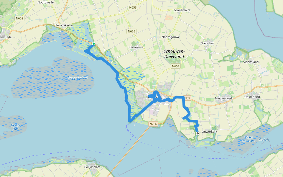 Oosterscheldepad - 06 - Moriaanshoofd-Ouwerkerk walking route map in Kerkwerve