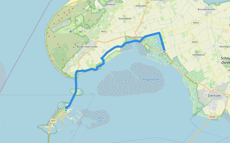 Oosterscheldepad - 05 - Neeltje Jans-Moriaanshoofd walking route map in Vrouwenpolder