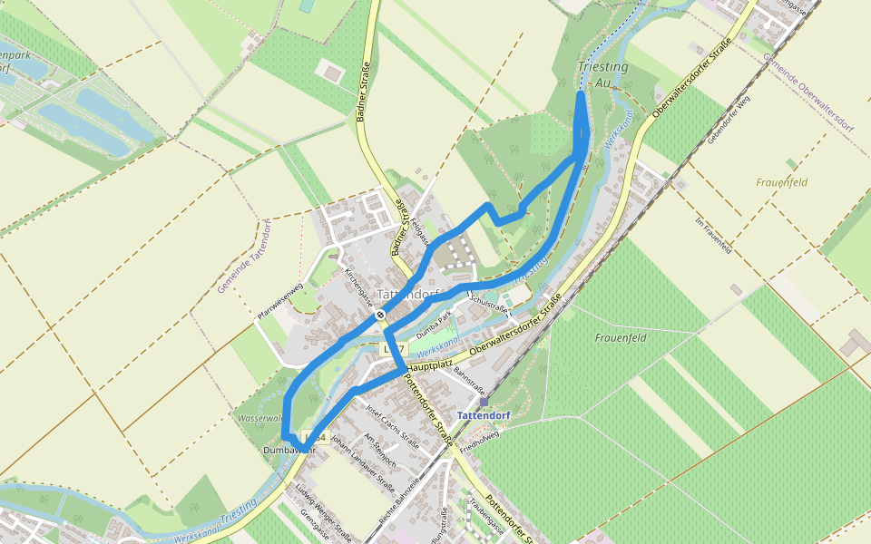 Triestingau-Wanderweg walking route map in Tattendorf