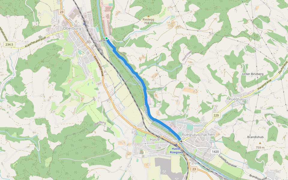 Rügsauschachen - Lochbachbrügg walking route map in Burgdorf