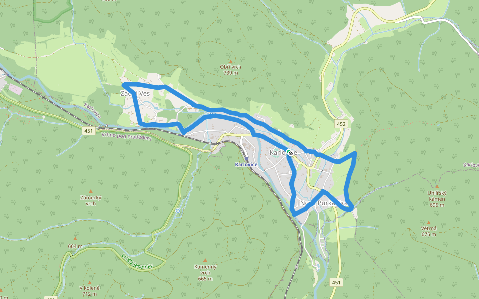 NS Historií a přírodou Karlovic walking route map in Karlovice