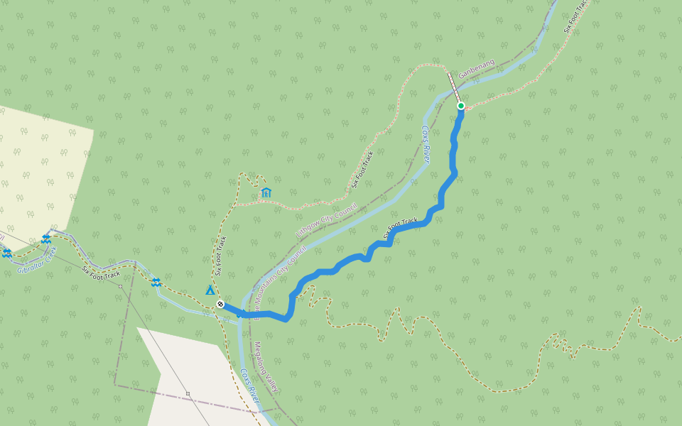 Six Foot Track alternate path walking route map in Megalong Valley