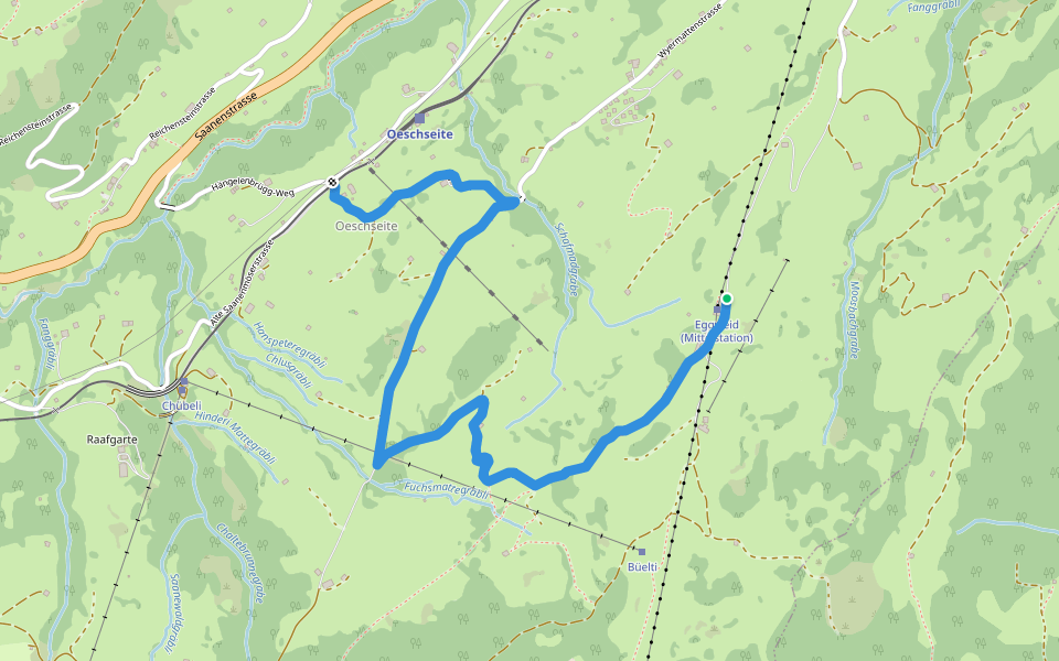 Eggweid Mittelstation - Oeschseite walking route map in Zweisimmen