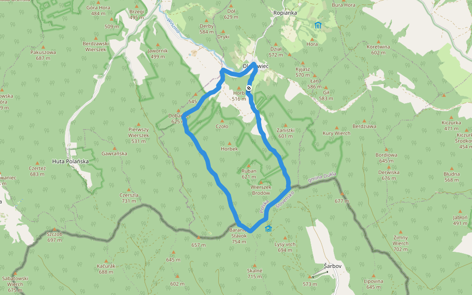 Ścieżka Przyrodniczo-Historyczna Olchowiec walking route map in Olchowiec