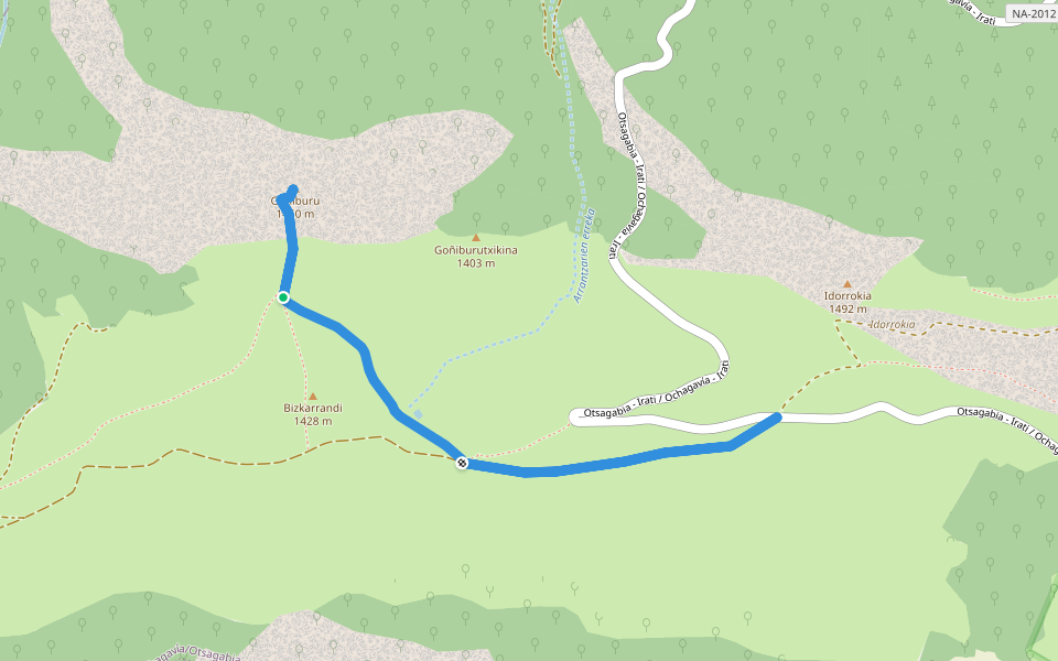 Goñiburuko begiratokia / Mirador del Goñiburu walking route map in Ochagavía