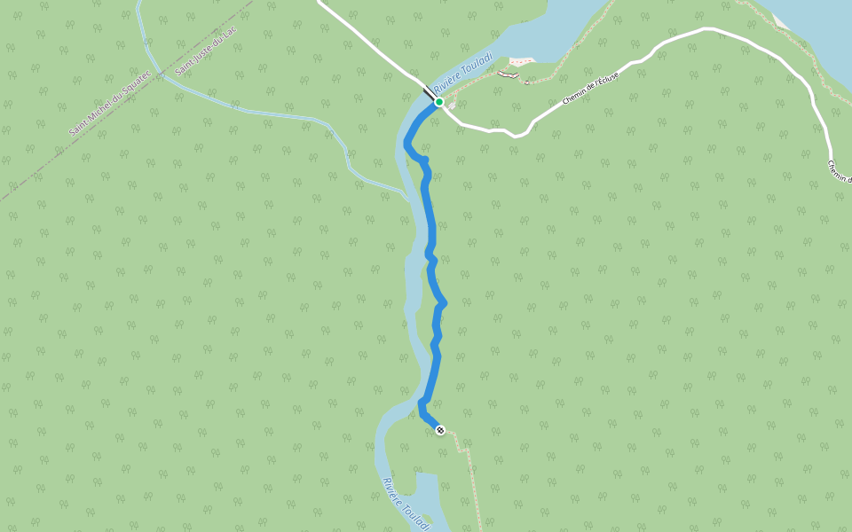 Sentier de la Rivière-des-Mémoires walking route map in Saint-Juste-du-Lac