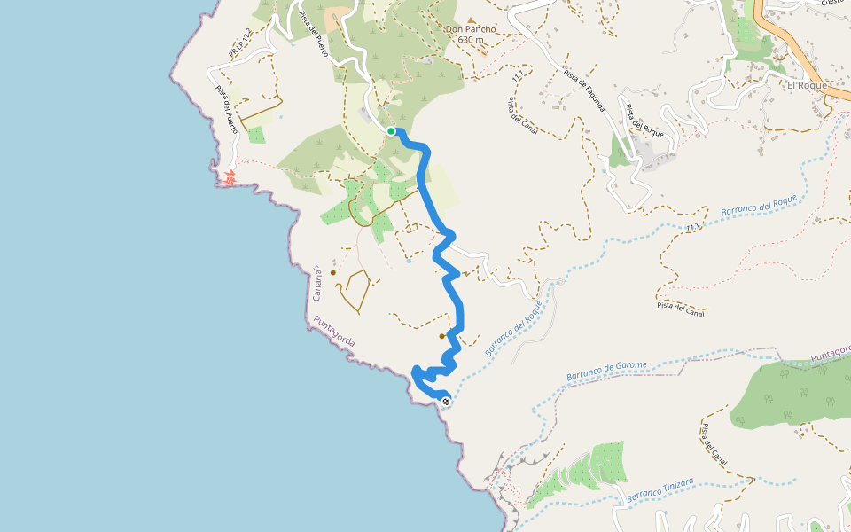 SL LP 63 Camino de El Palito walking route map in Puntagorda