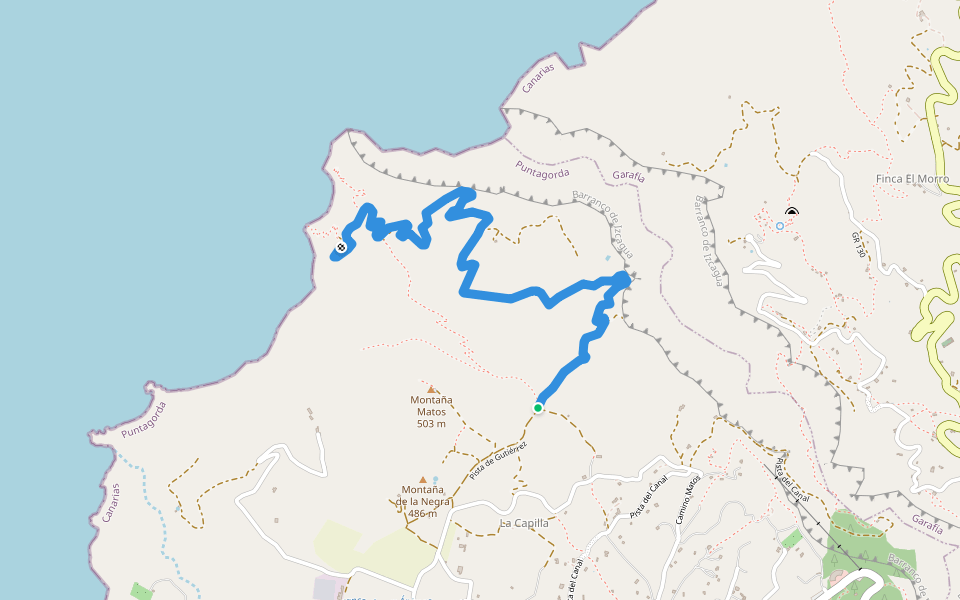 SL PG 62 Camino de Gutierrez walking route map in Puntagorda
