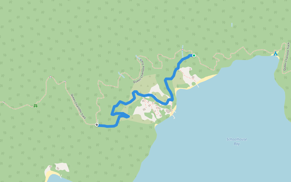 Queen Charlotte Track Private walking route map in Resolution Bay