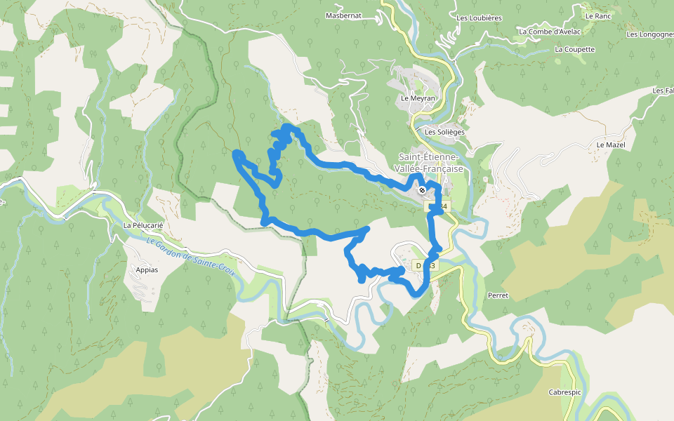 Sentier d'Auriol walking route map in Saint-Étienne-Vallée-Française