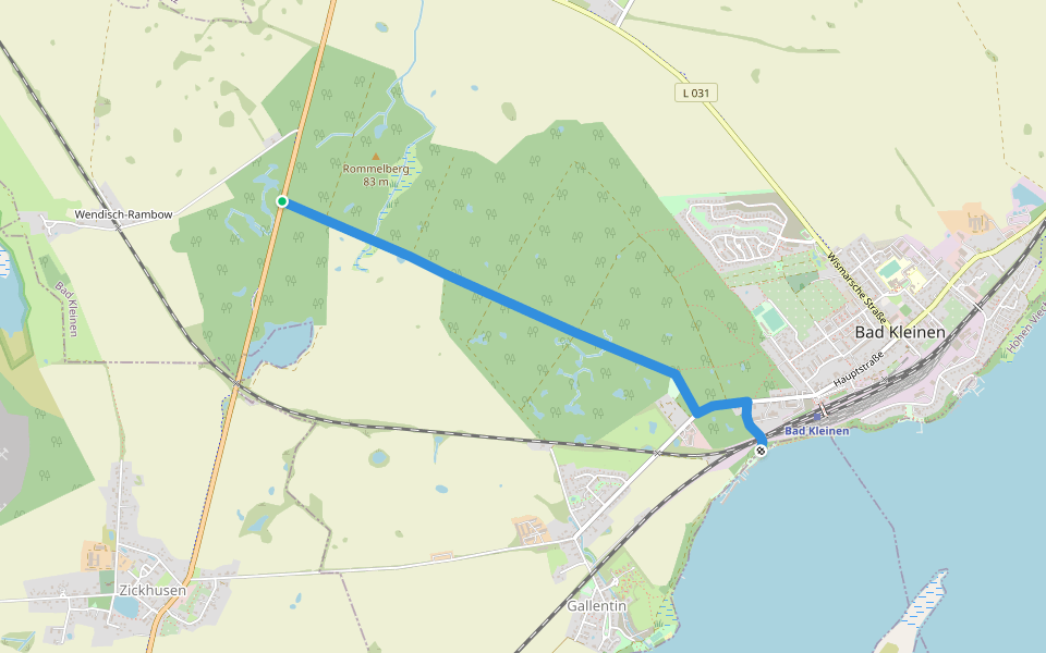 Wanderweg NSG Dambecker See walking route map in Bad Kleinen