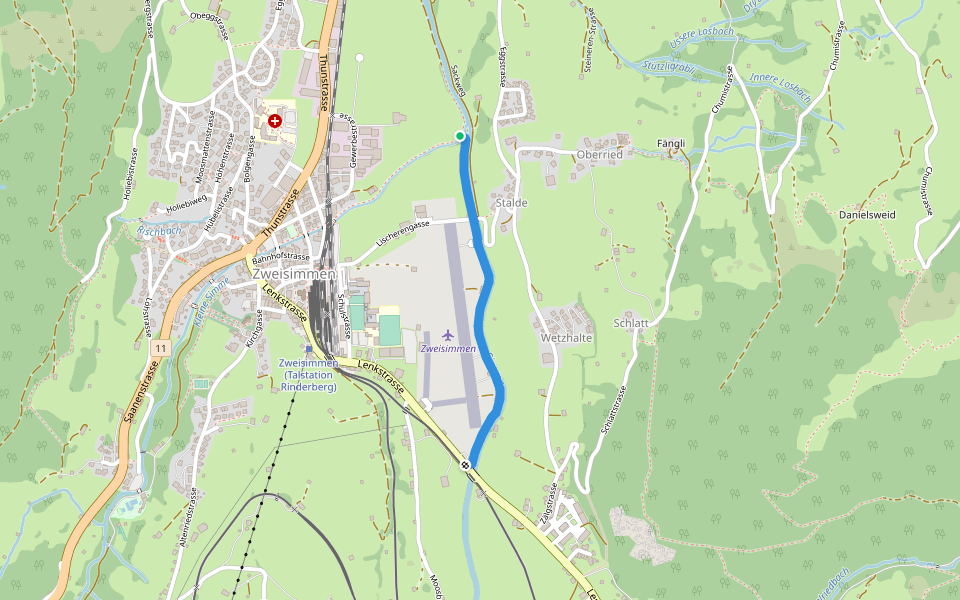 Zweisimmen Simmenweg walking route map in Zweisimmen