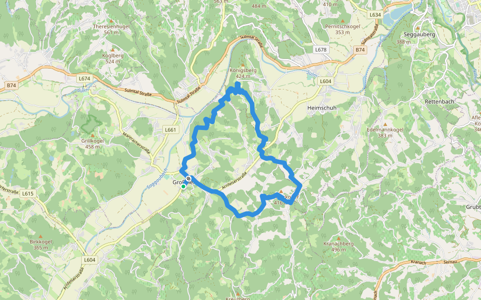 Mattelsberger Rundwanderweg walking route map in Großklein