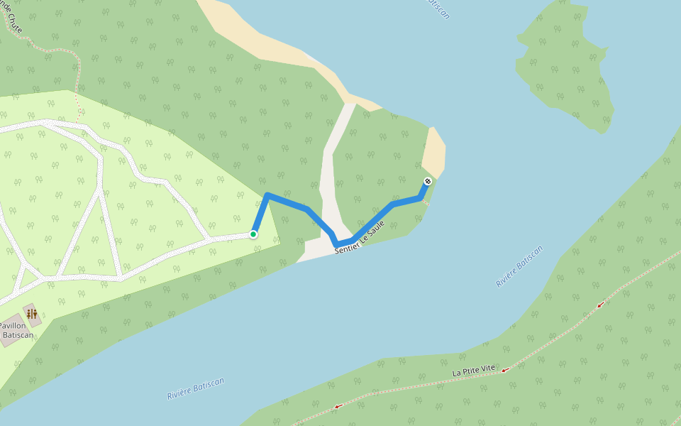 Sentier Le Saule walking route map in Saint-Narcisse
