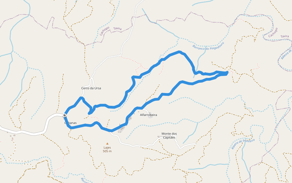 Barranco das Lajes walking route map in Cabanas