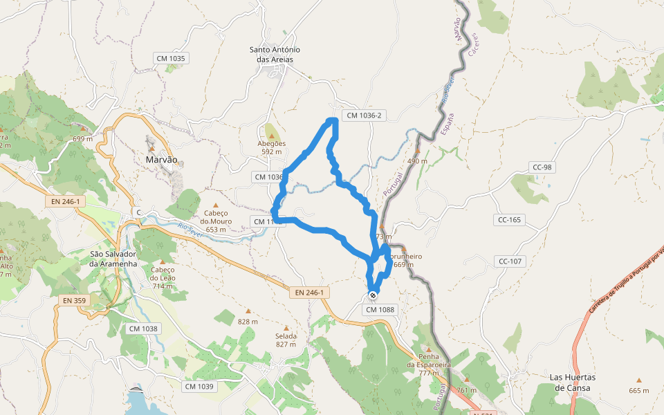 Percurso Pedestre dos Galegos walking route map in Santo António das Areias