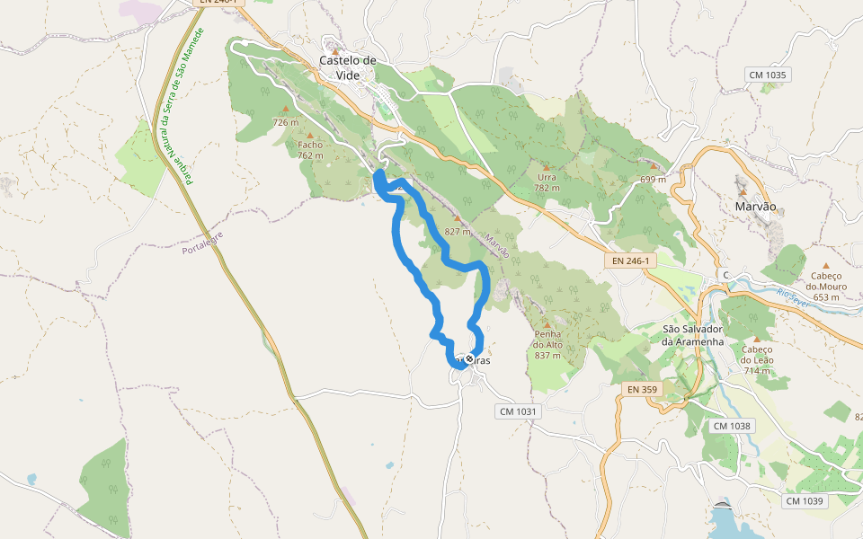 Percurso Pedestre das Carreiras walking route map in Carreiras