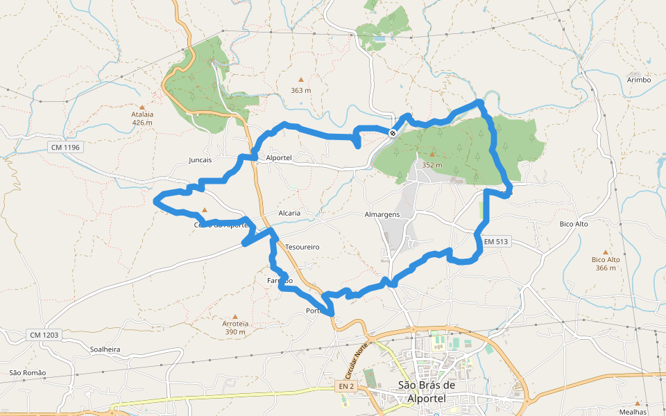 Passeio no vale por caminhos de almocreves (Trilho da Ribeira de Alportel) walking route map in São Brás de Alportel