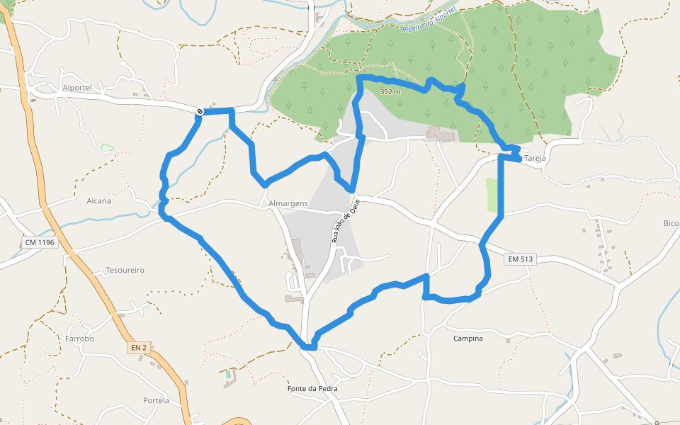 Passeio no vale por caminhos de almocreves (Trilho da Várzea da Cova) walking route map in São Brás de Alportel