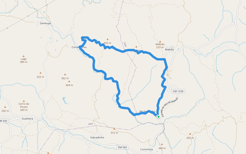 Pé do Coelho walking route map in Benafim