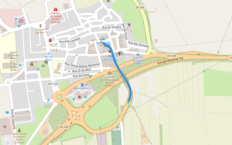 Via Algarviana - Ligação à Rota Vicentina walking route map in Vila do Bispo