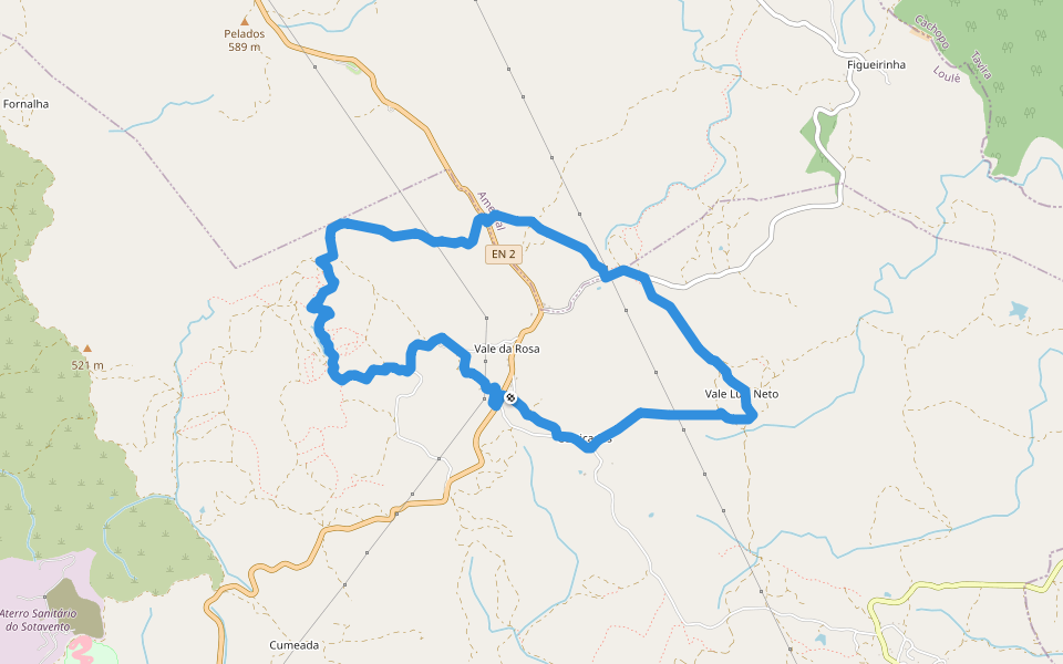 Vale da Rosa walking route map in Querença