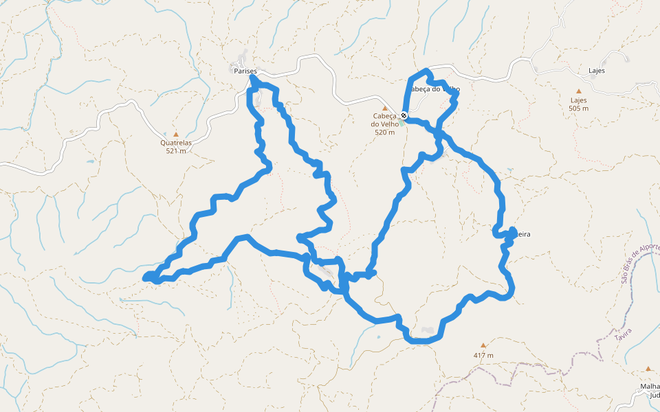 Entre Vales Fontes e Memórias da Serra do Caldeirão walking route map in Cabanas