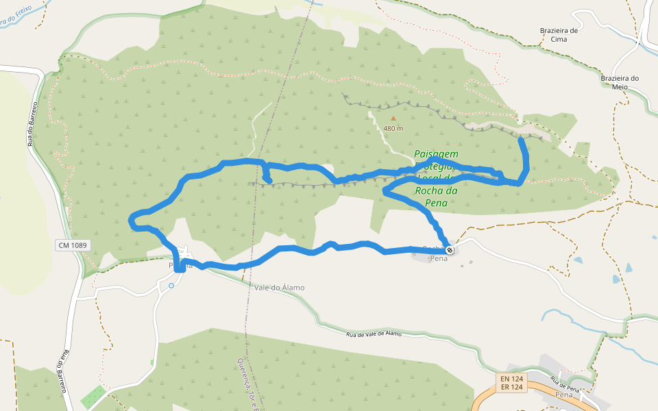 Rocha da Pena walking route map in Benafim