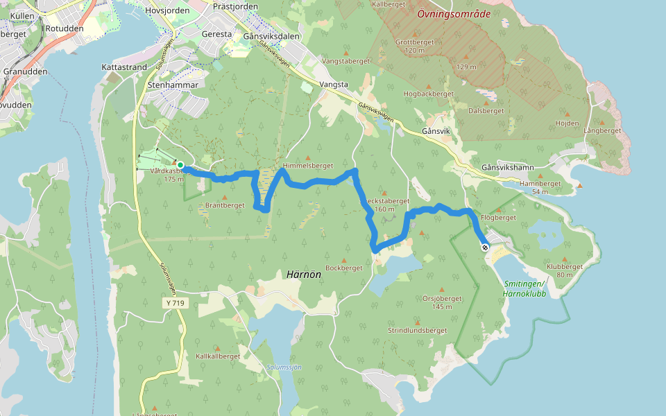 Smitingleden walking route map in Härnösand