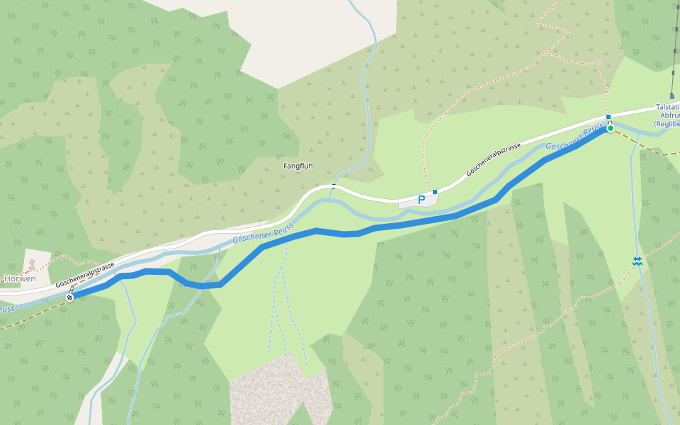Steglaui - Horwen walking route map in Göschenen