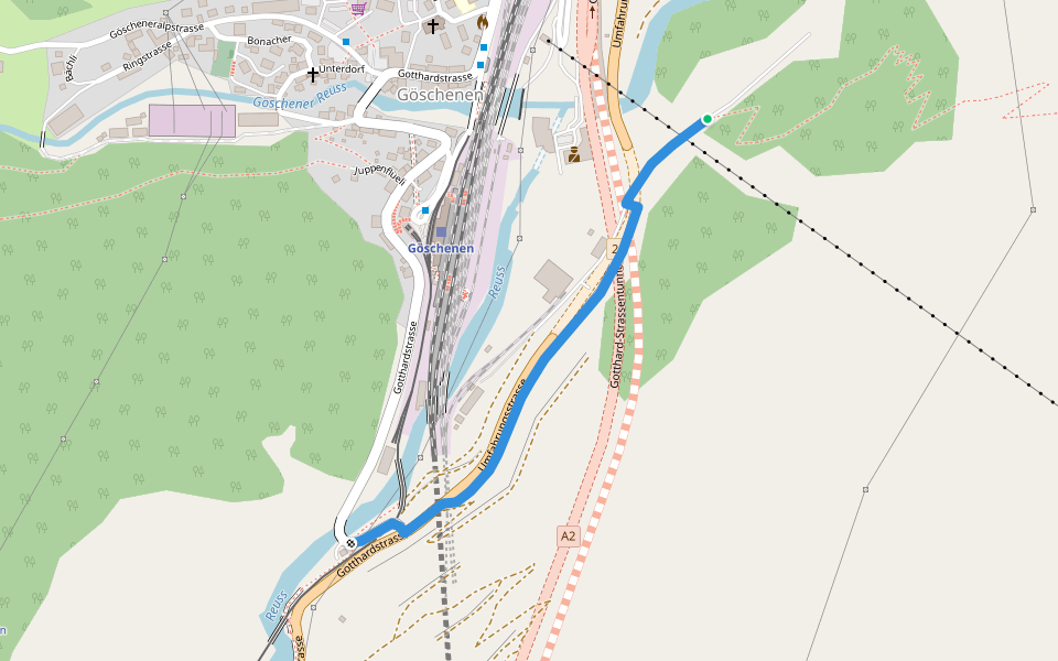Steglaui - Ferchencher walking route map in Göschenen